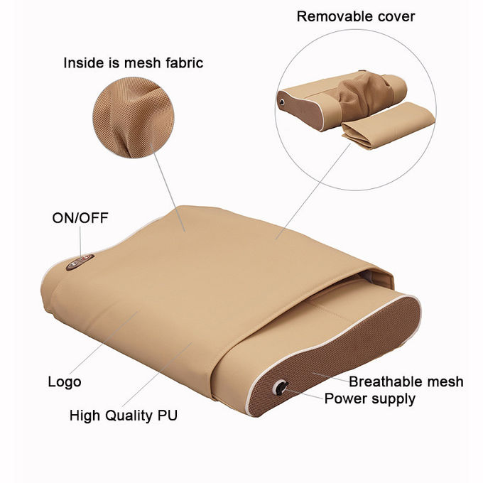 Dimensioni compatta leggera 49 x 13,5 x 31,8 cm di Shiatsu di massaggio delle teste cervicali del cuscino 8